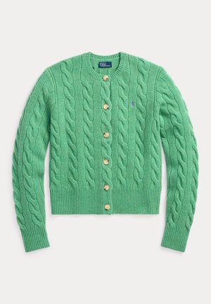 CABLE KNIT WOOL CASHMERE CARDIGAN - Cardigan - spring green heather