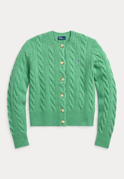 Polo Ralph Lauren CABLE KNIT WOOL CASHMERE CARDIGAN - Gilet - spring green heather