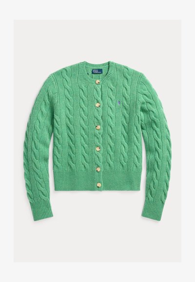 Polo Ralph Lauren CABLE KNIT WOOL CASHMERE CARDIGAN - Kardigán - spring green heather