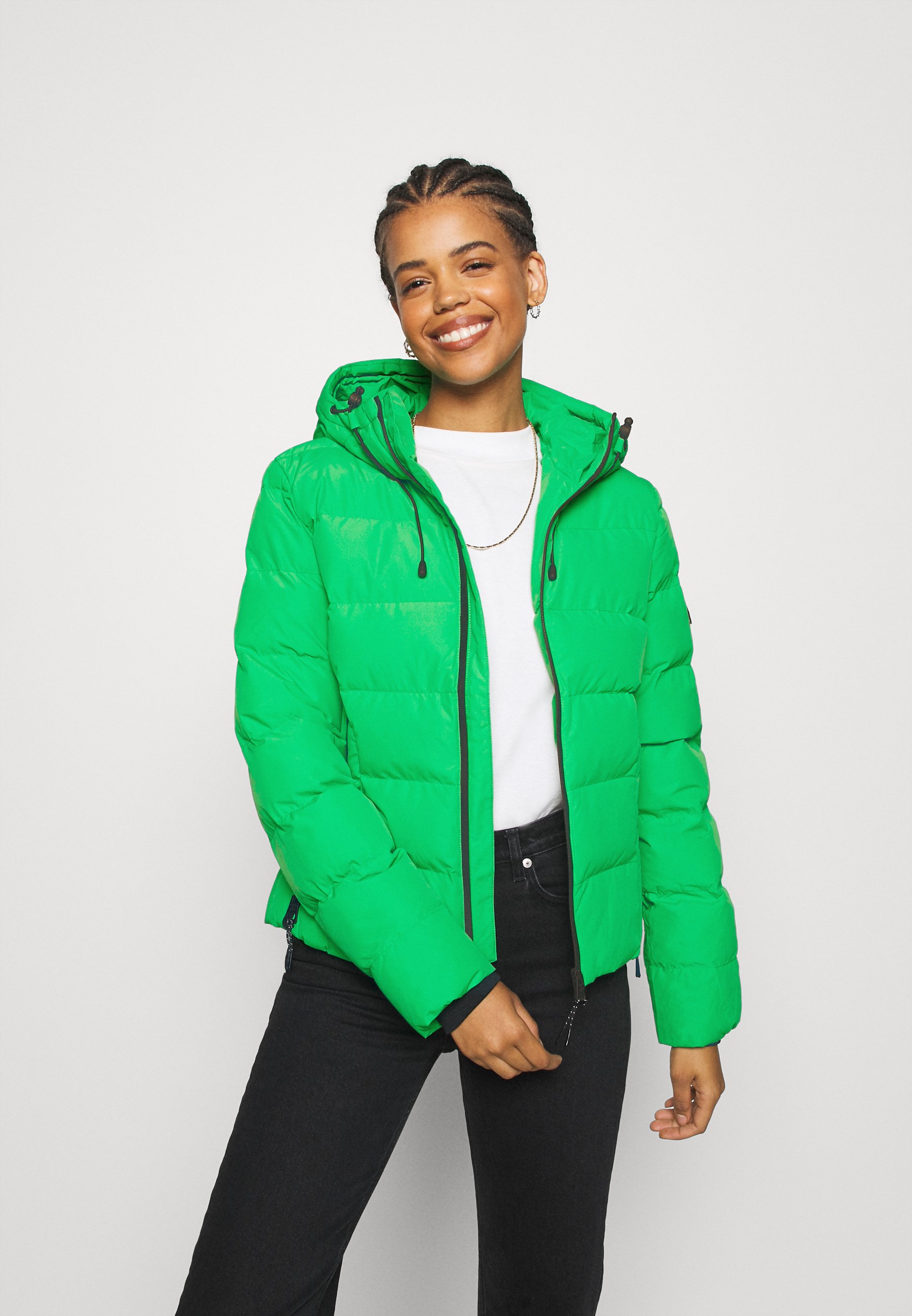 light green puffer jacket