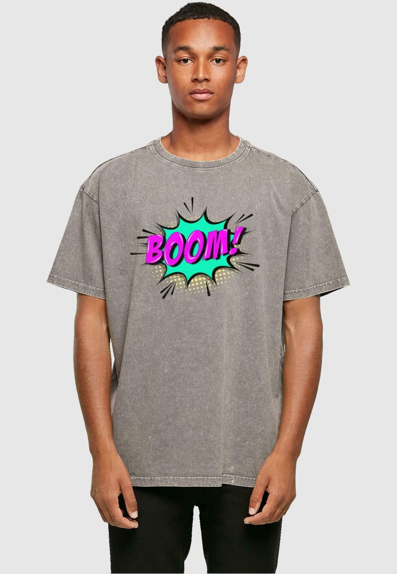 Merchcode BOOM COMIC ACID WASHED - T-shirt print - asphalt