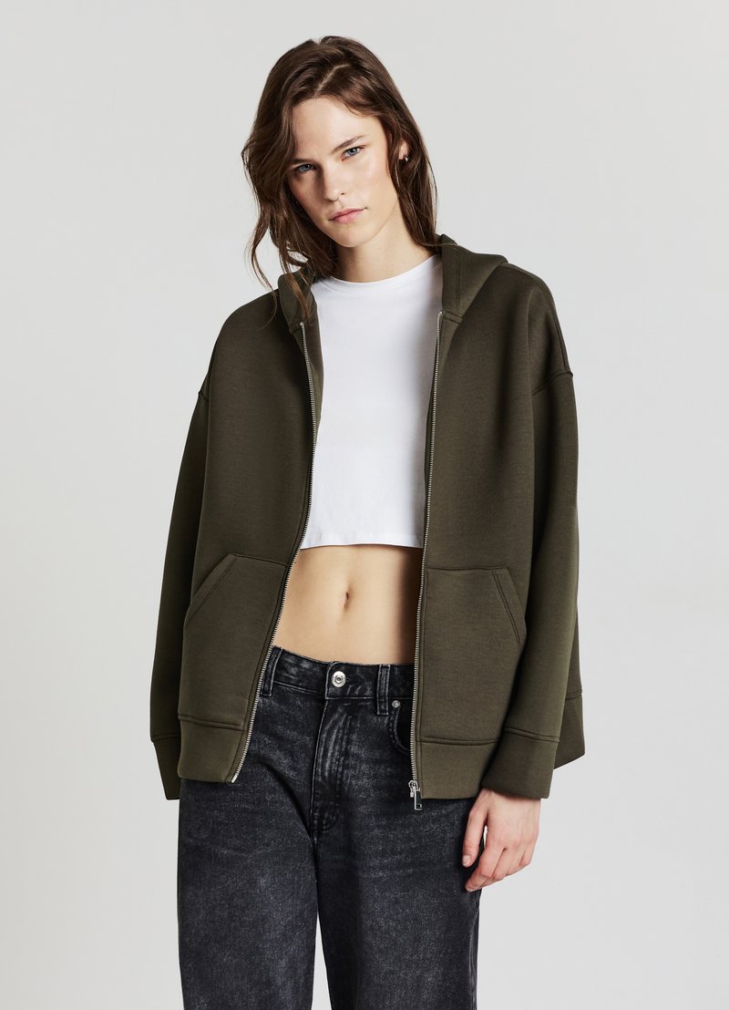 Calliope CON CAPPUCCIO - Felpa con zip - verde militare scuro