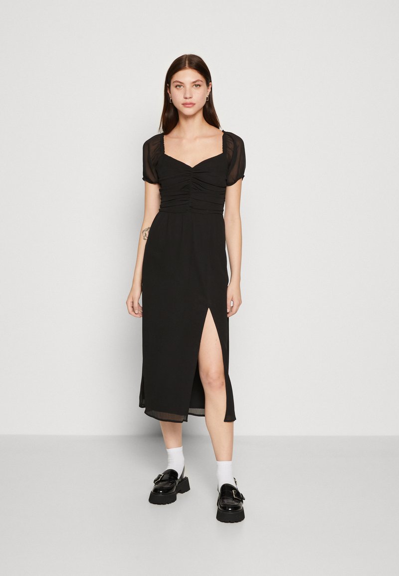 Hollister Co. HOT RUCHED BODICE MIDI - Robe de jour - black/noir - ZALANDO.FR