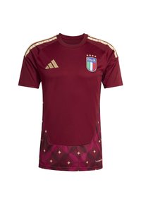 Bordo nogometni dres sa zlatnim detaljima, s geometrijskim uzorkom na donjoj polovici, tri zlatne zvjezdice i grbom Italije.
