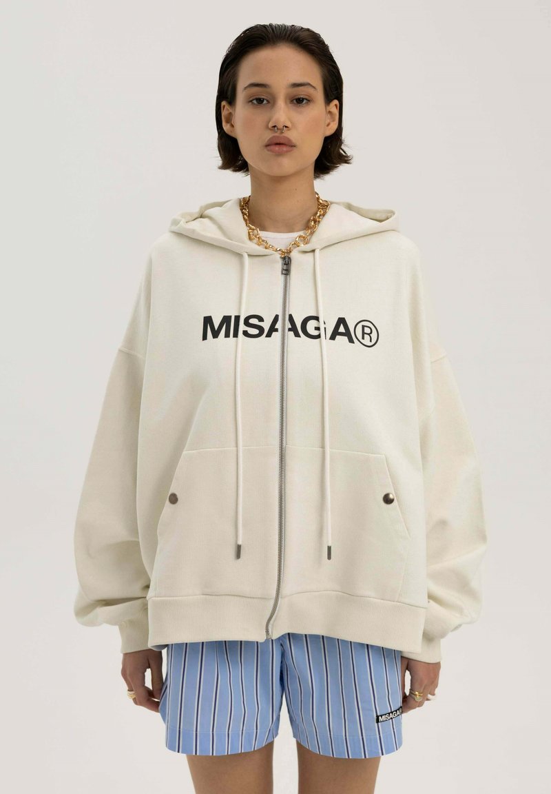 Misaga STATEMENT HOODIE - Sweater met rits - beżowy