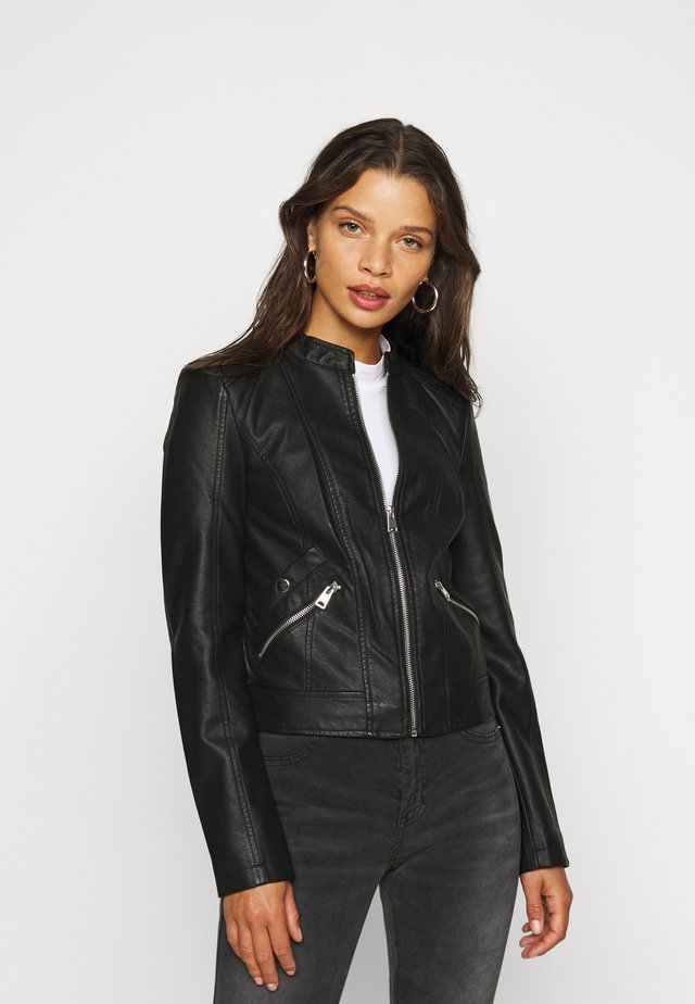 VMKHLOE FAVO COATED JACKET PETITE - Faux leather jacket - black