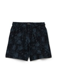 Bañador negro con un patrón abstracto texturizado en tonos más oscuros. Cintura elástica con cordón ajustable para un mejor ajuste.