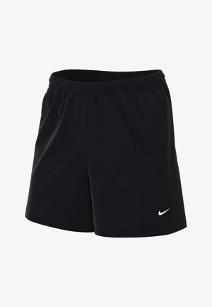 Pantalones cortos deportivos negros hechos de tejido ligero. Cuentan con una cinturilla elástica, detalles de costura y un pequeño logo blanco de Nike en la parte frontal.