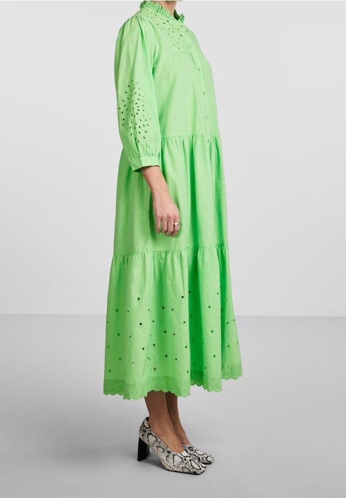 Robe Banana Republic Verte Et Blanche Taille XS - Manches 3/4, Boutonnée, En Soie Mixte