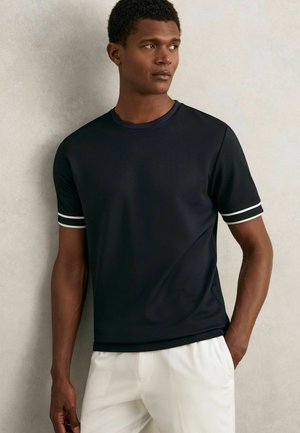 REGULAR FIT - OSCAR TEXTURED CREW NECK TIPPED   - T-shirt basic - navy blue