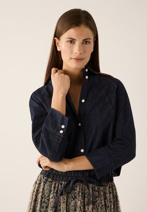 COOLE WEITE -LANGARM - Overhemdblouse - rinse wash denim dark blue