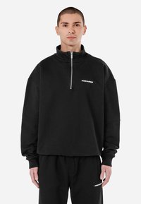 Pegador - LOGO OVERSIZED HALFZIP - Sweatshirt - washed black/white gum Thumbnail Image 1