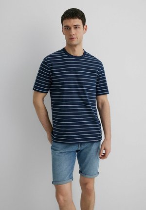 GESTREIFTES CASUAL MIT RUNDHALS - Print T-shirt - dunkelblau