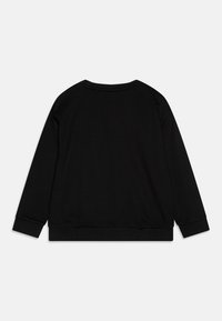 Felpa nera realizzata in morbido tessuto, con scollo rotondo, maniche lunghe e polsini e orlo a costine. Design minimalista, retro semplice.