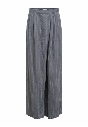 Object, WIDE-LEG TROUSERS PINSTRIPED PLEATED - Pantalon classique - gunmetal