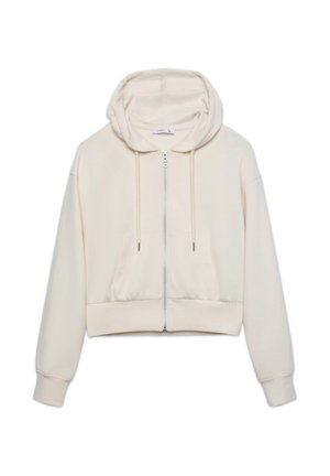 Terranova, FELPA CON ZIP E CON CAPPUCCIO - Felpa con zip - avorio