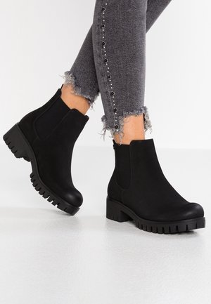Enkellaarsjes met plateauzool - black