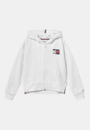 FLAG PRINT ZIP HOODIE - Sweatjacke - white