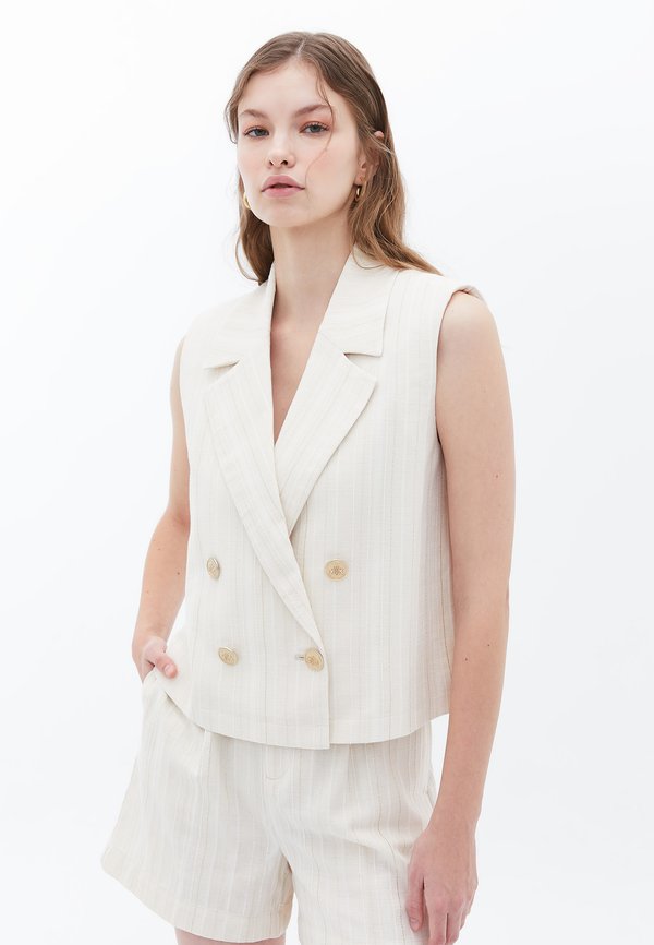 MIT KNÖPFEN - Weste - creme brulee