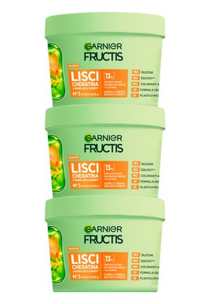 GARNIER FRUCTIS LISCI CHERATINA - MASCHERA PER CAPELLI LISCI &LUCENTI A LUNGO - 3 PACK - Maschera per capelli