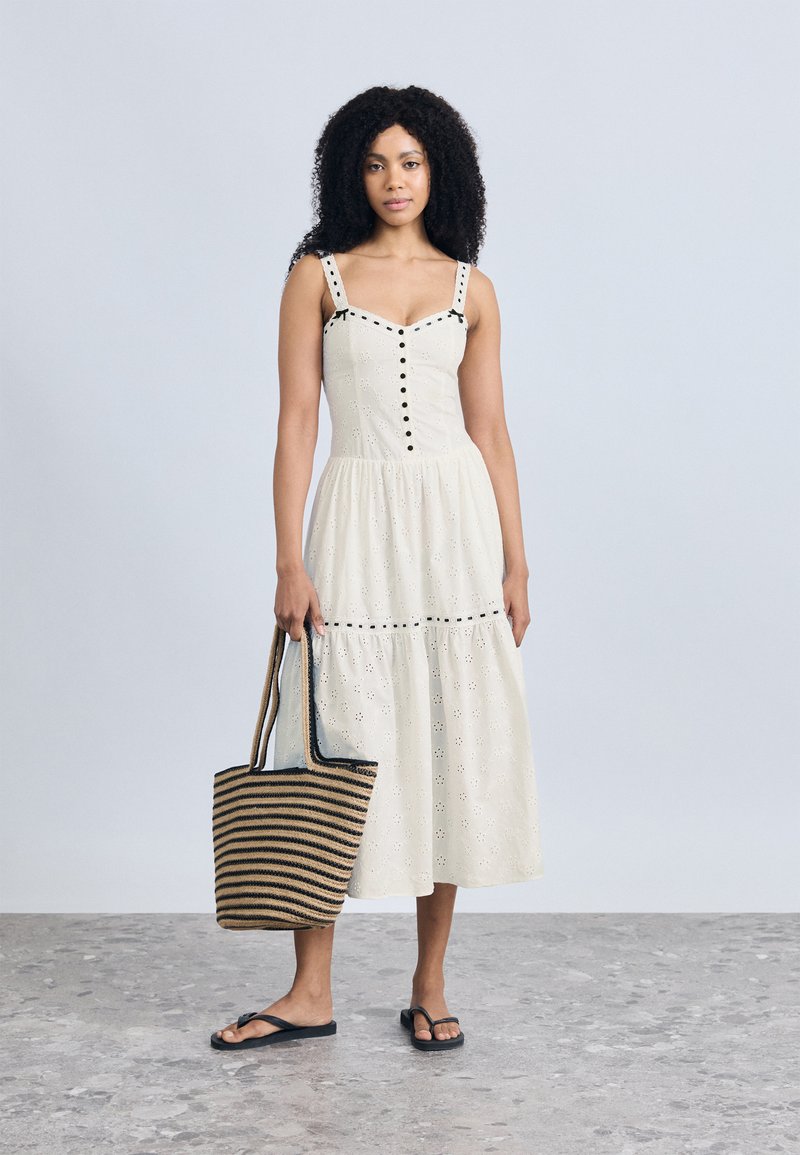 Frankies Bikinis BISHOP EYELET MAXI DRESS - Beach accessory - off-white