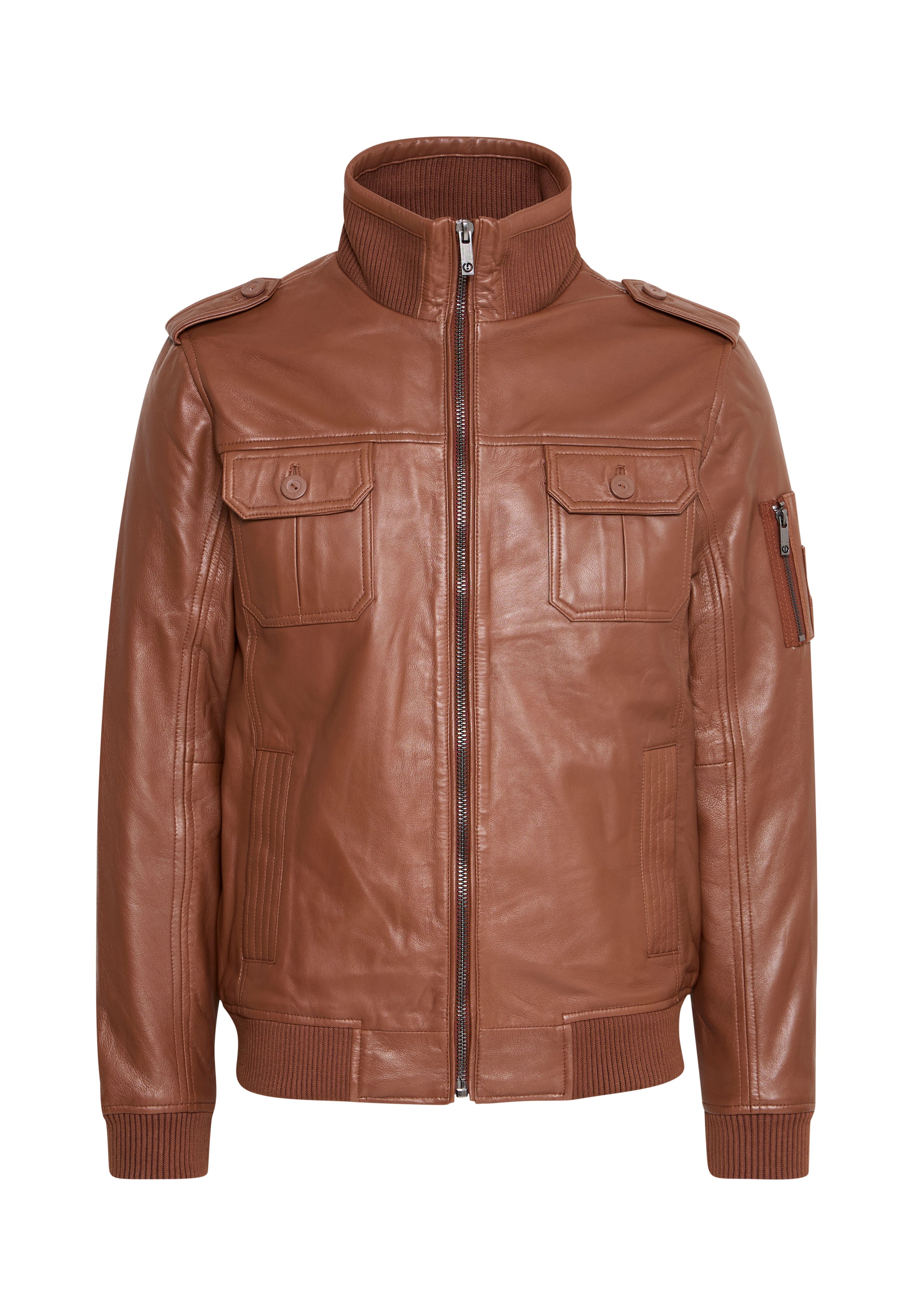 Solid SDFAMASH - Leather jacket - golden bro/light brown