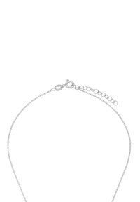 Collana d'argento con un design a catena delicato, dotata di un gancio a moschettone e una catena di lunghezza regolabile con anelli circolari.