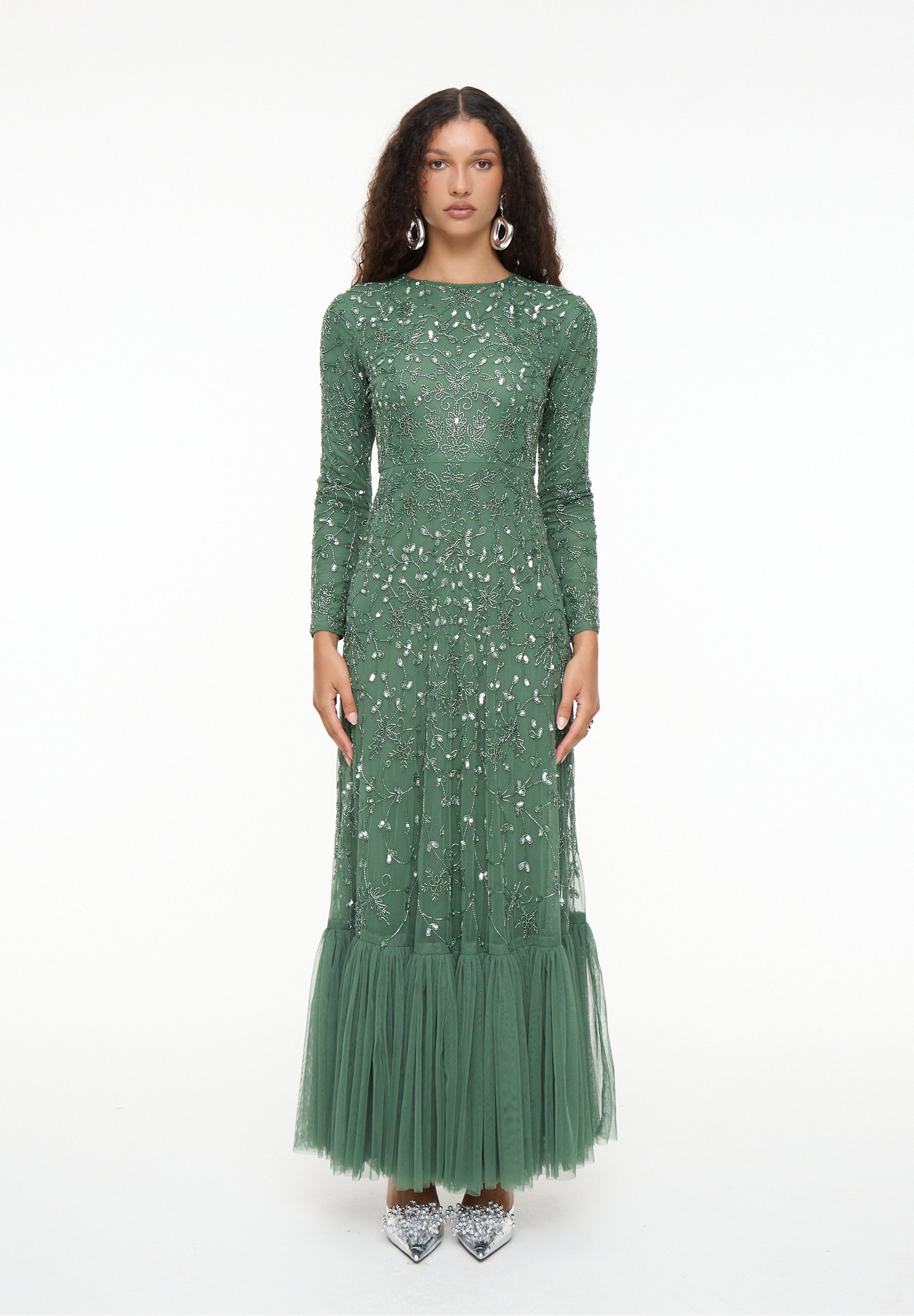 slim fit dress slacks City Lights Emerald Green Sequin Dress – Shop the Mint main image 1