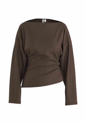 HYPEDROP, LONG SLEEVED TOP HDYURI DRAPED - T-shirt à manches longues - chocolate brown