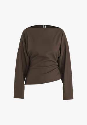 HYPEDROP, LONG SLEEVED TOP HDYURI DRAPED - T-shirt à manches longues - chocolate brown