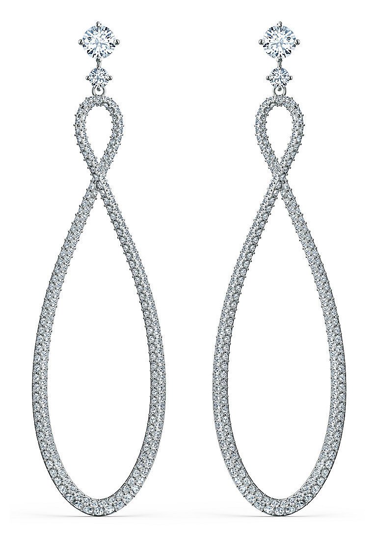 Swarovski SWAROVSKI INFINITY HOOP PIERCED EARRINGS, WHITE