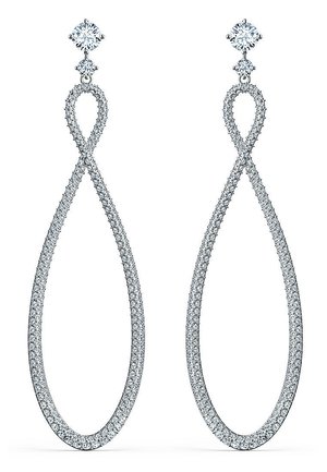 SWAROVSKI INFINITY HOOP PIERCED EARRINGS, WHITE, RHODIUM PLATED - Boucles d'oreilles - silber