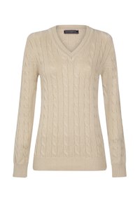 CABLE V-NECK - Strickpullover - beige