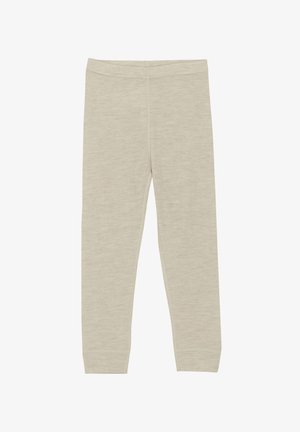 Hellbeige dehnbare Leggings mit glatter Textur und elastischem Bund, mit eng anliegenden Knöcheln und schlichter Gestaltung mit minimaler Naht.