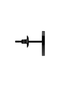 Sort studørering med en cirkulær flad skive og en kort stift. Glat overflade med mat finish, designet til nem brug og sikker pasform.