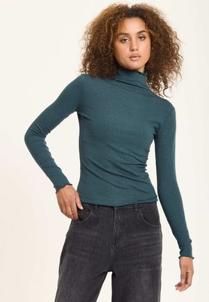 RHINESTONE DETAIL ROLL NECK  - Long sleeved top - green