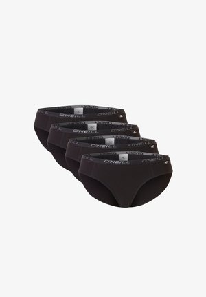 Caleçons en coton noir avec une ceinture élastique logo, dotés d'une texture lisse et d'une coupe classique, présentés dans un pack de quatre.