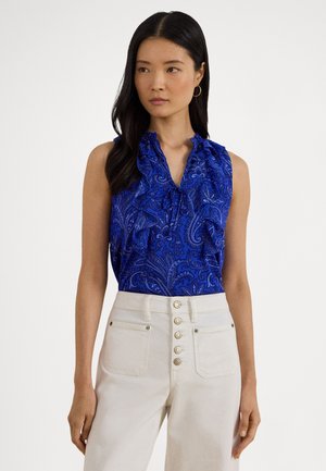 PAISLEY RUFFLE-TRIM GEORGETTE BLOUSE - Topper - blue multi