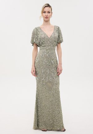 BEAUUT, EMBELLISHED SEQUINS MAXI DRESS - Galajurk - sage green
