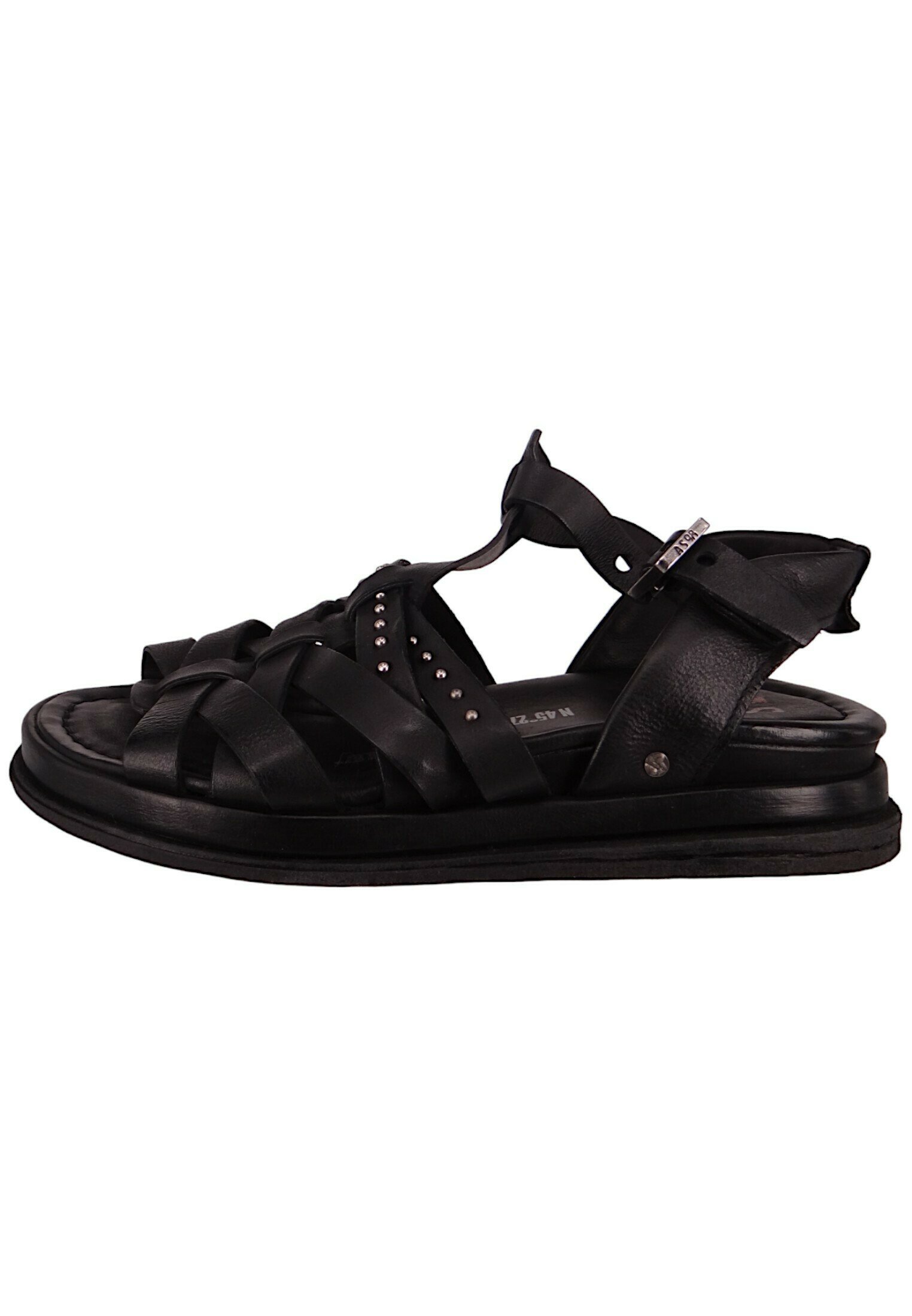 A.S.98 Black Studded Leather Men\'s Sandals SOLD) A.S 98 Pierced Double-Layered Boots SIZE: 40/42 EU  main image 4