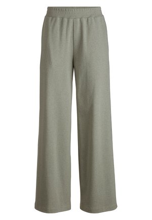 Pantalones anchos de color verde claro, hechos de un tejido suave, con una cinturilla elástica y una textura lisa sin patrones ni acentos visibles.