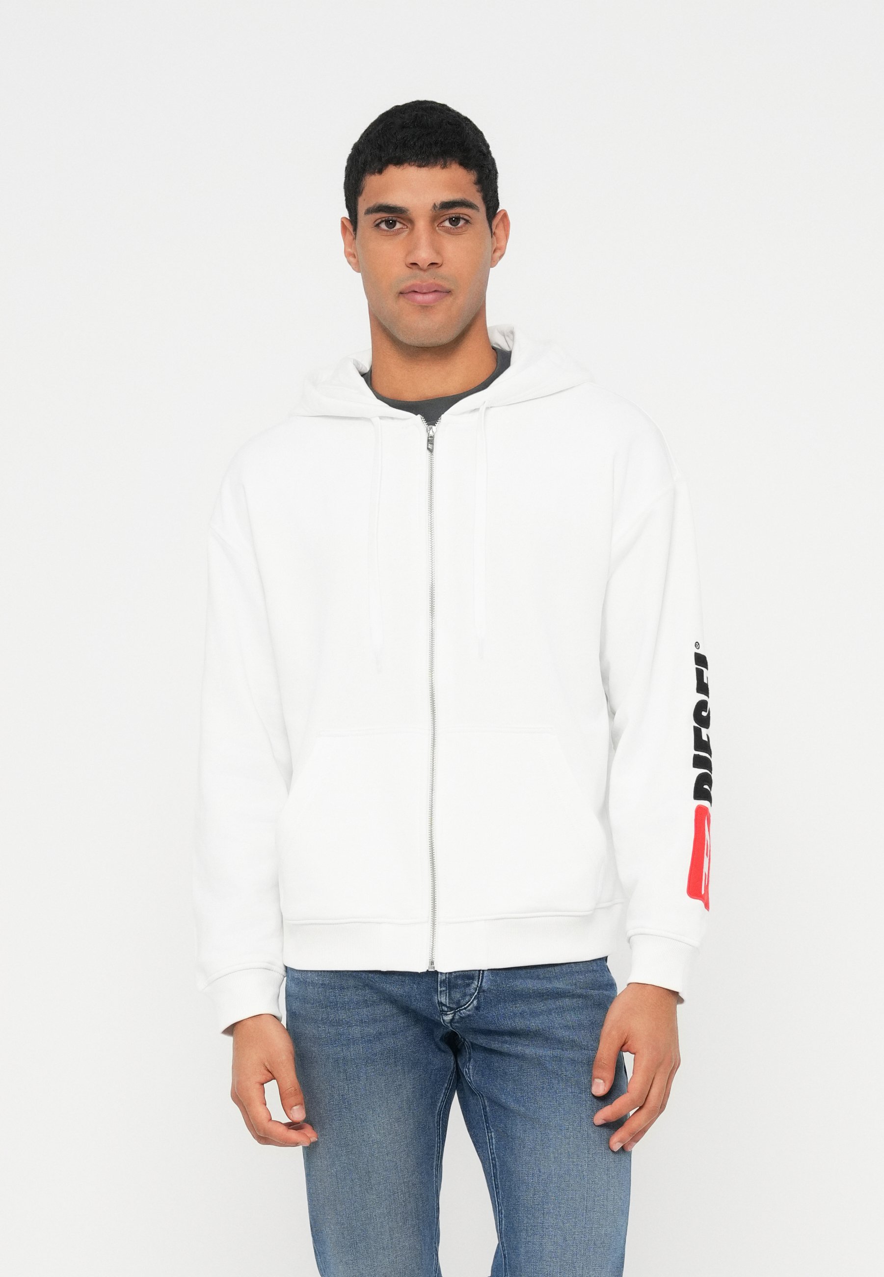 Diesel ZIP HOOD - Zip-up sweatshirt - white - Zalando.co.uk