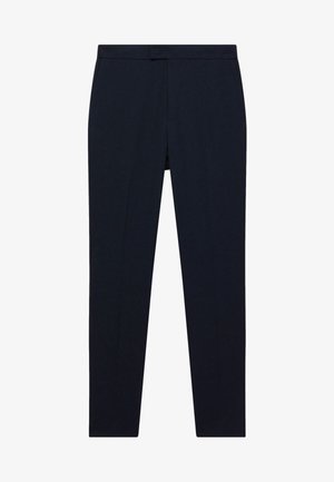Flaskegrønne smalle bukser med flad front, taljebånd og lige ben, vist mod en hvid baggrund.
