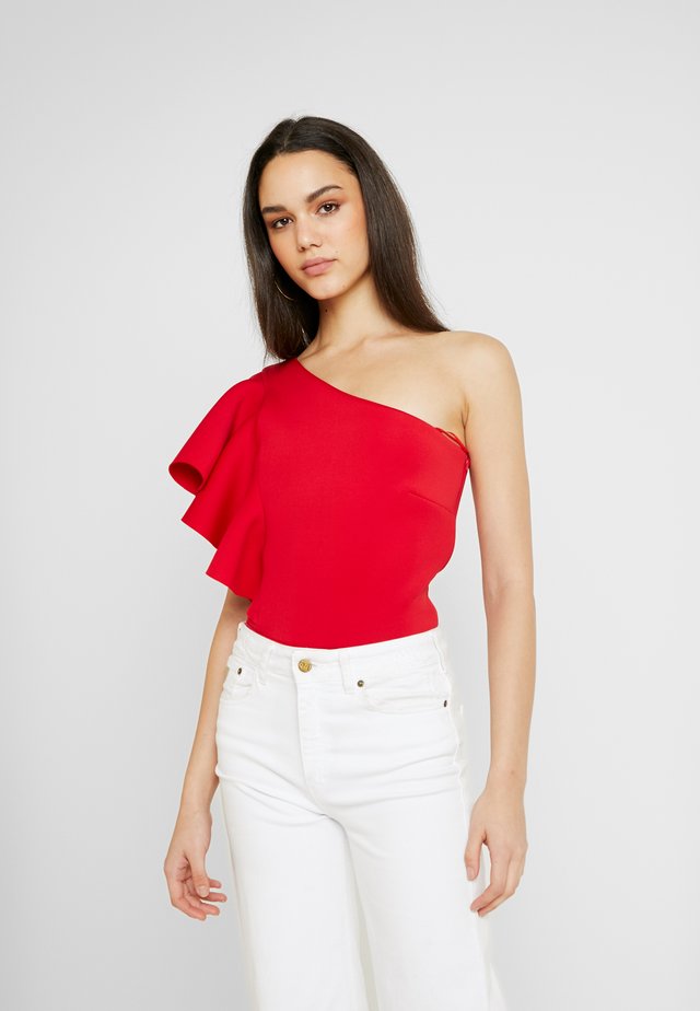 TRUE ONE SHOULDER FRILL BODYSUIT - Print T-shirt - red