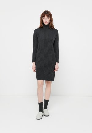 TURTLE NECK DRESS - Stickad klänning - graphite