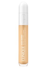 Clinique Even Better concealer med rund vit kork och en klar glaskropp, fylld med ljusbeige vätska.