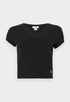 WOVEN LABEL V NECK TEE - Osnovna majica kratkih rukava - black