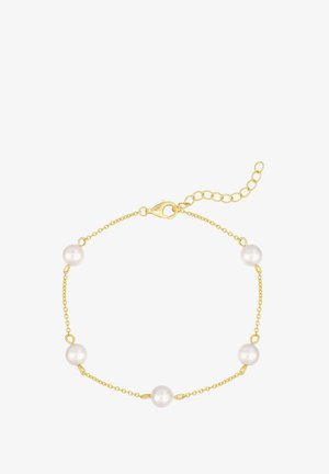 Kuldne käevõru, millel on viis ühtlaselt jaotatud ümmargust valget pärlit. Varustatud homaariklambriga ja reguleeritava ketiga.