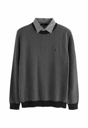 REGULAR FIT GINGHAM MOCK - Jumper - navy herringbone