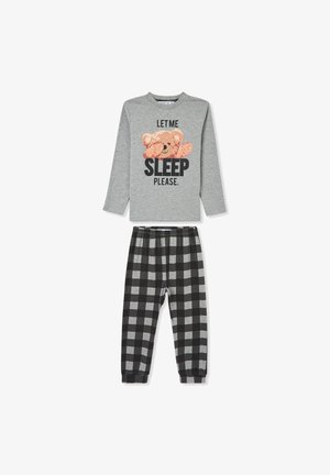 Terranova SET CON ORSETTO E A QUADRI - Pigiama - grigio medio melange